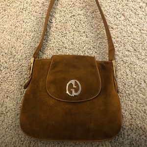 "RARE" Vintage 70's Gucci Brown Suede Shoulder Bag